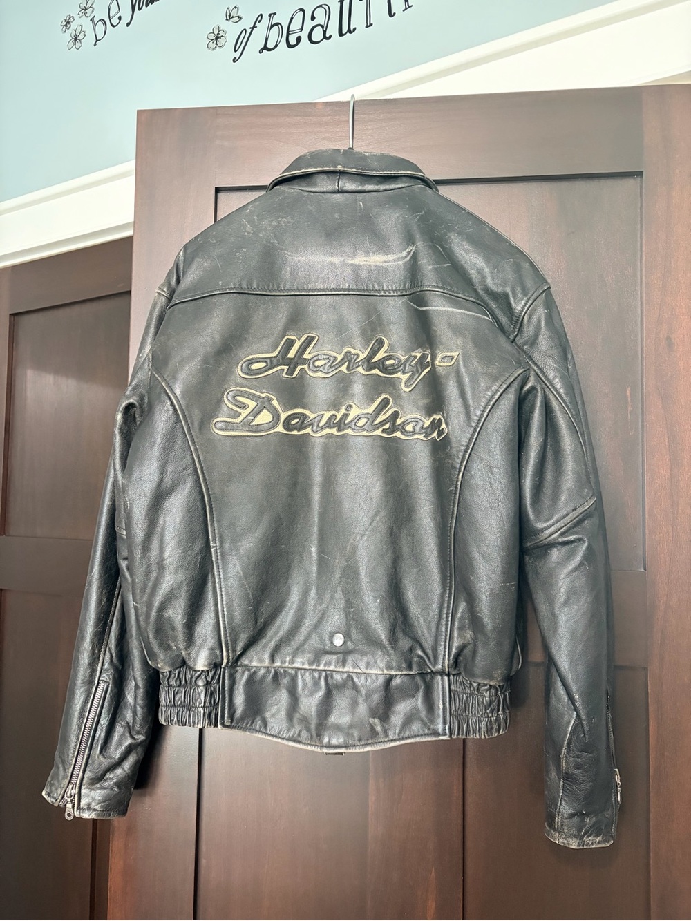 Harley-Davidson Black Leather Logo Bomber Jacket